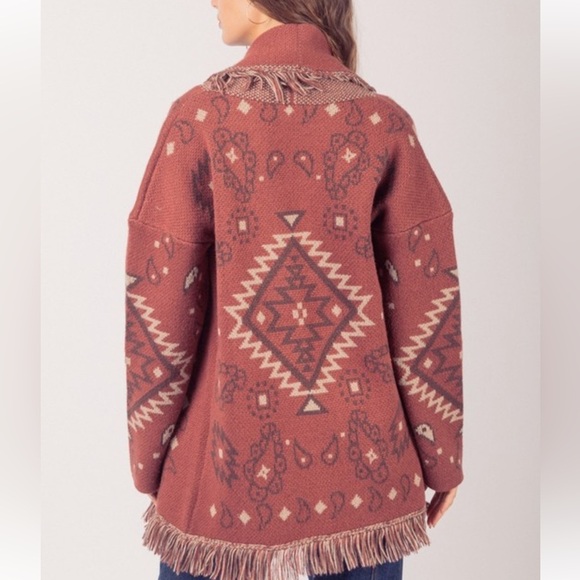 Rust Teddy Jacket with Fringe Detailing - Picture 6 of 11